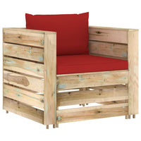 Thumbnail for 7-tlg. Garten-Lounge-Set mit Kissen Grün Imprägniertes Holz