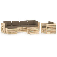 Thumbnail for 7-tlg. Garten-Lounge-Set mit Kissen Grün Imprägniertes Holz