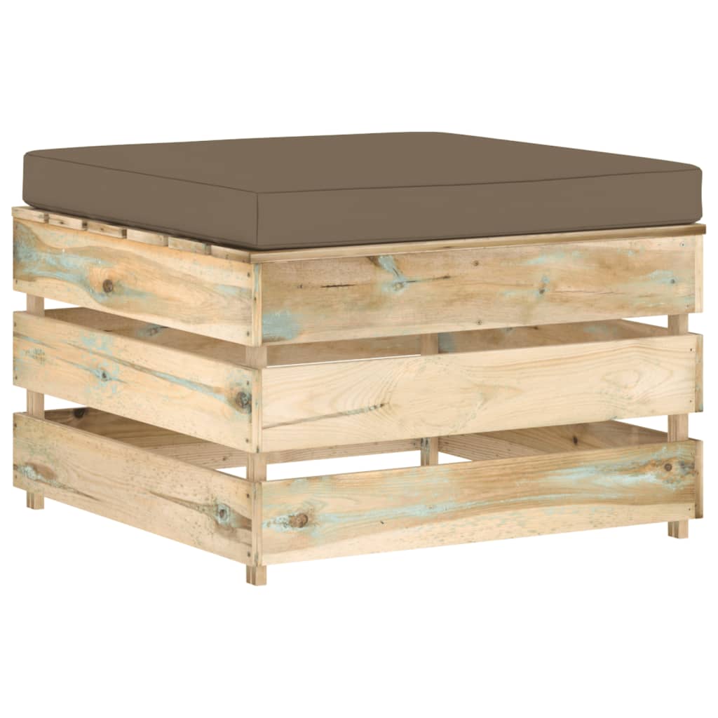 7-tlg. Garten-Lounge-Set mit Kissen Grün Imprägniertes Holz
