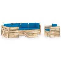 Thumbnail for 7-tlg. Garten-Lounge-Set mit Kissen Grün Imprägniertes Holz