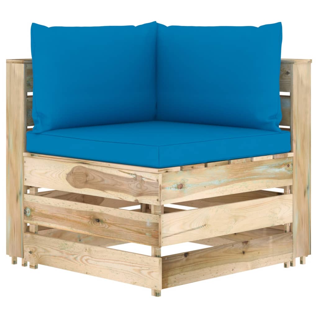 7-tlg. Garten-Lounge-Set mit Kissen Grün Imprägniertes Holz