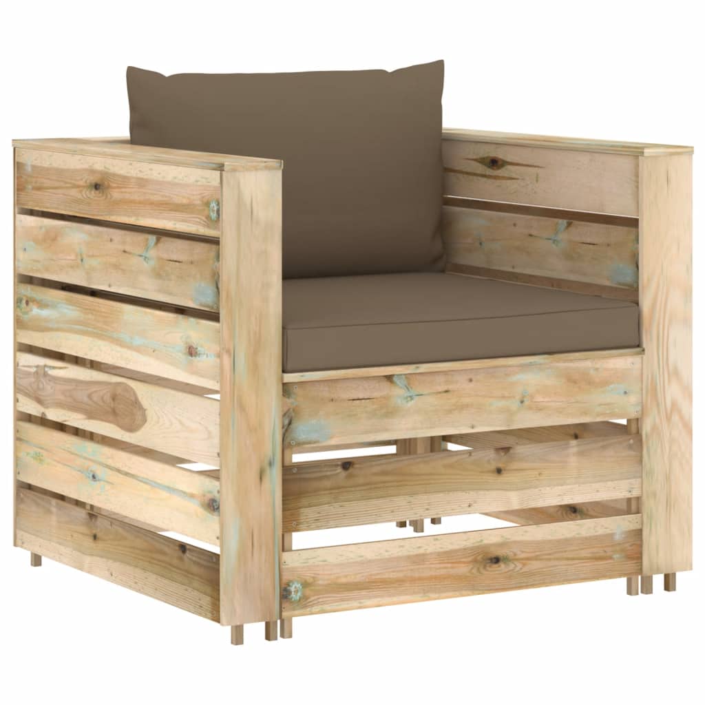 7-tlg. Garten-Lounge-Set mit Kissen Grün Imprägniertes Holz