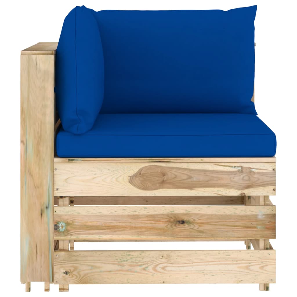 7-tlg. Garten-Lounge-Set mit Kissen Grün Imprägniertes Holz