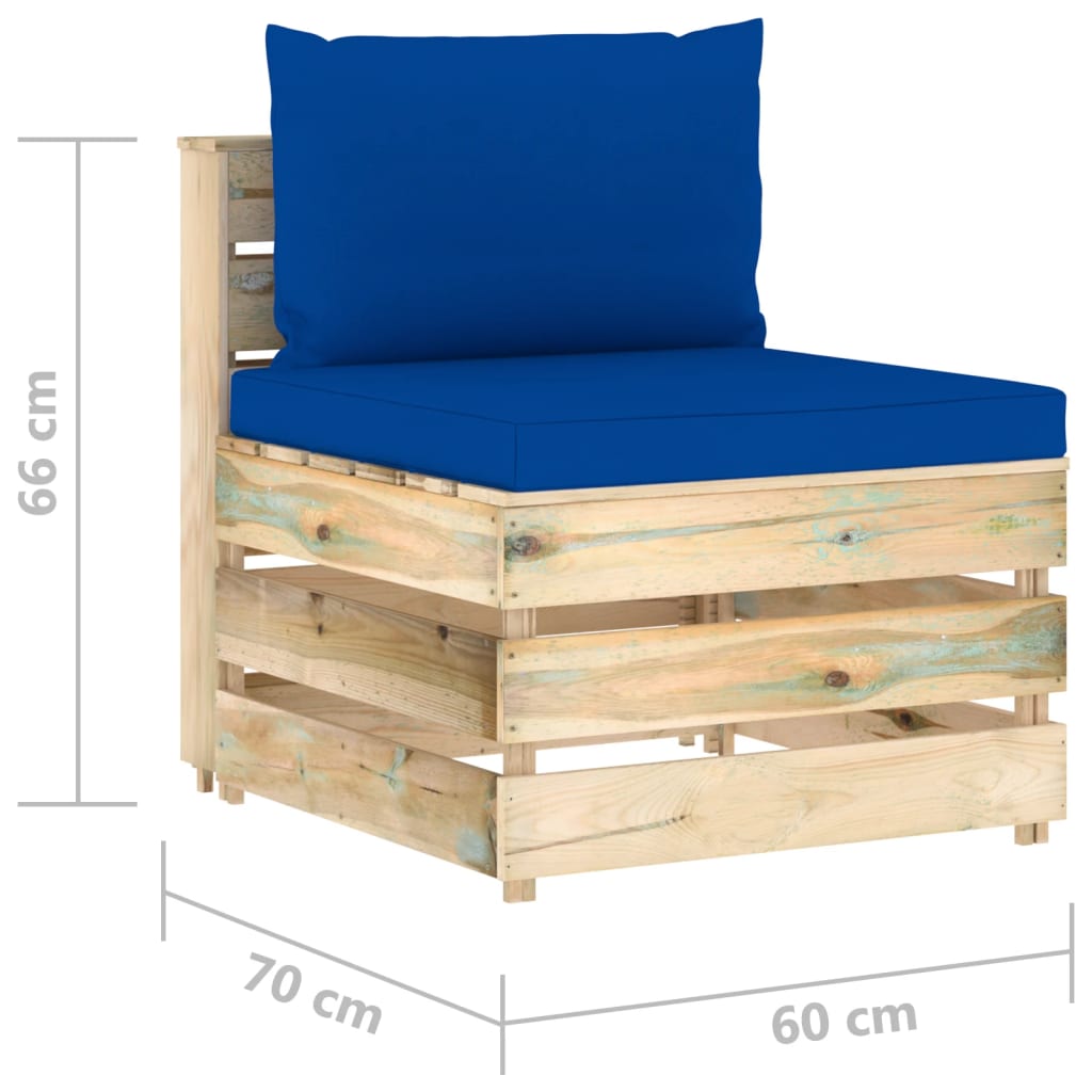 7-tlg. Garten-Lounge-Set mit Kissen Grün Imprägniertes Holz