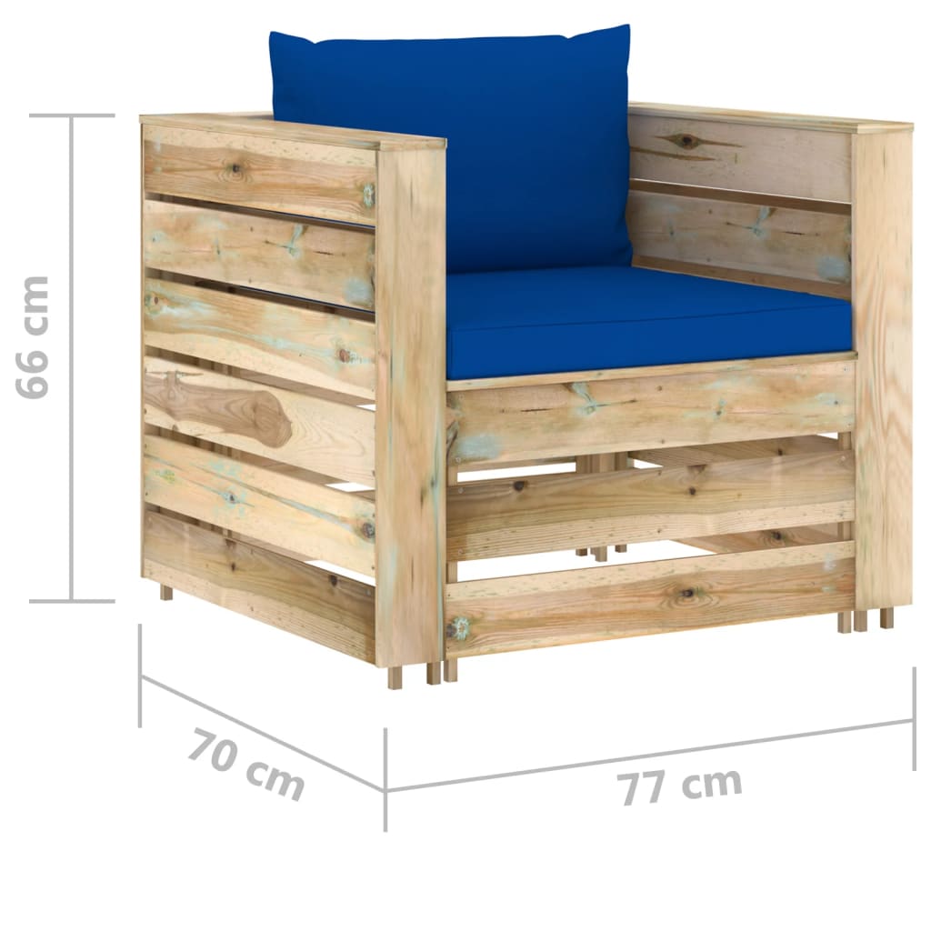 7-tlg. Garten-Lounge-Set mit Kissen Grün Imprägniertes Holz