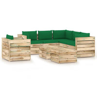 Thumbnail for 8-tlg. Garten-Lounge-Set mit Kissen Grün Imprägniertes Holz