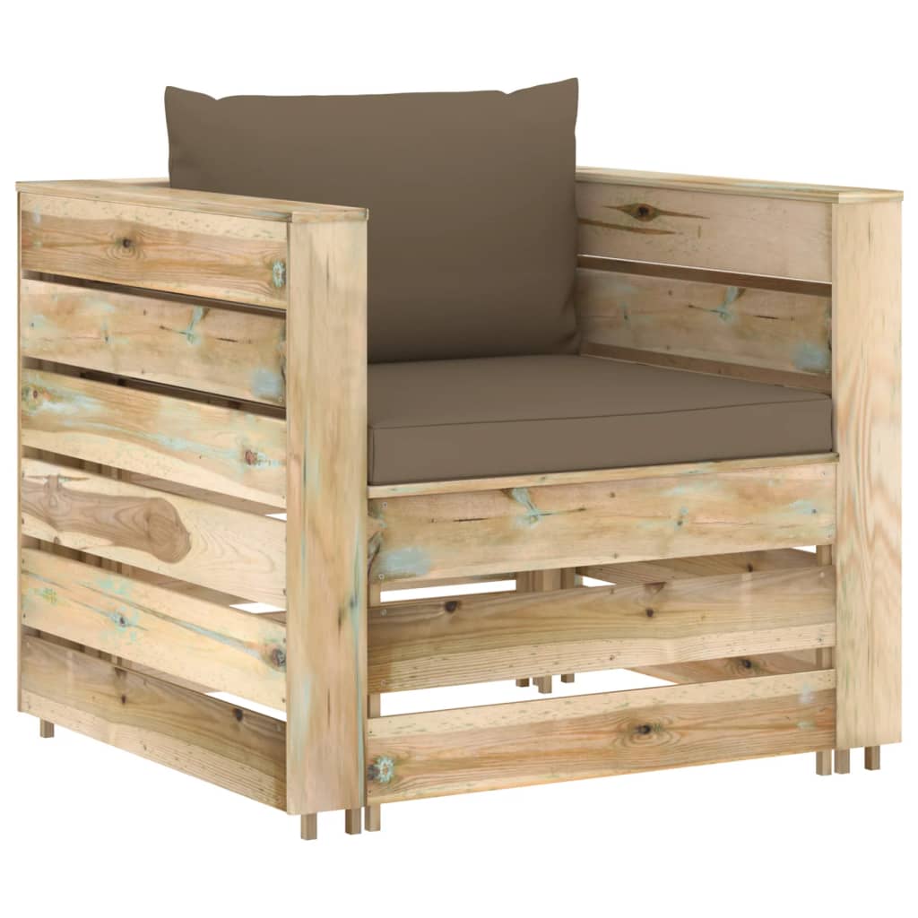 8-tlg. Garten-Lounge-Set mit Kissen Grün Imprägniertes Holz