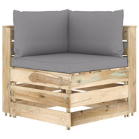 Thumbnail for 12-tlg. Garten-Lounge-Set mit Kissen Grün Imprägniertes Holz