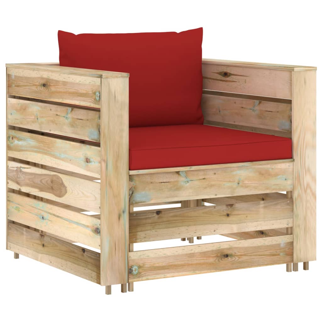 12-tlg. Garten-Lounge-Set mit Kissen Grün Imprägniertes Holz