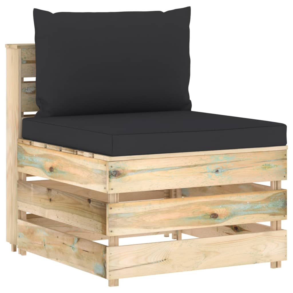 12-tlg. Garten-Lounge-Set mit Kissen Grün Imprägniertes Holz