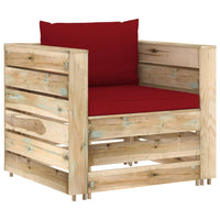 Thumbnail for 12-tlg. Garten-Lounge-Set mit Kissen Grün Imprägniertes Holz