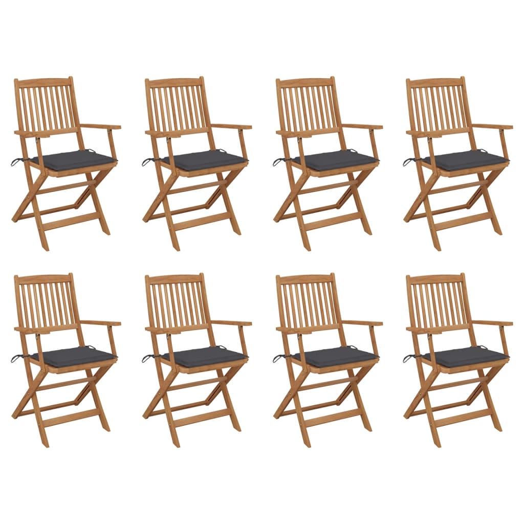 Klappbare Gartenstühle mit Kissen 8 Stk. Massivholz Akazie