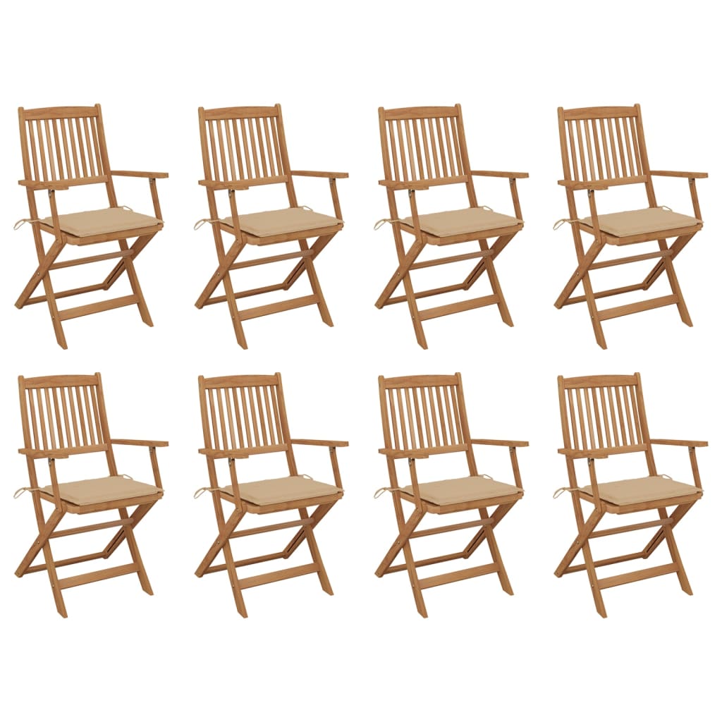 Klappbare Gartenstühle mit Kissen 8 Stk. Massivholz Akazie