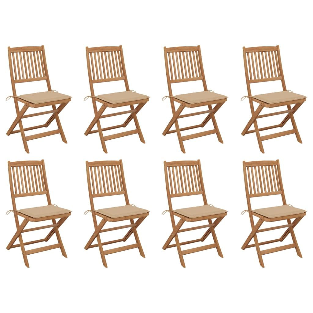 Klappbare Gartenstühle mit Kissen 8 Stk. Massivholz Akazie