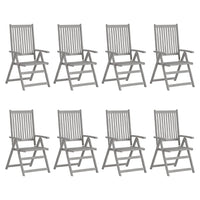 Thumbnail for Verstellbare Gartenstühle 8 Stk. Grau Massivholz Akazie