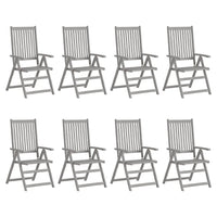 Thumbnail for Verstellbare Gartenstühle mit Auflagen 8 Stk. Grau Akazienholz