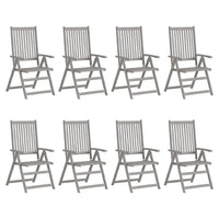 Thumbnail for Verstellbare Gartenstühle mit Auflagen 8 Stk. Grau Akazienholz
