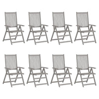 Thumbnail for Verstellbare Gartenstühle mit Auflagen 8 Stk. Grau Akazienholz