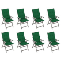 Thumbnail for Verstellbare Gartenstühle mit Auflagen 8 Stk. Grau Akazienholz