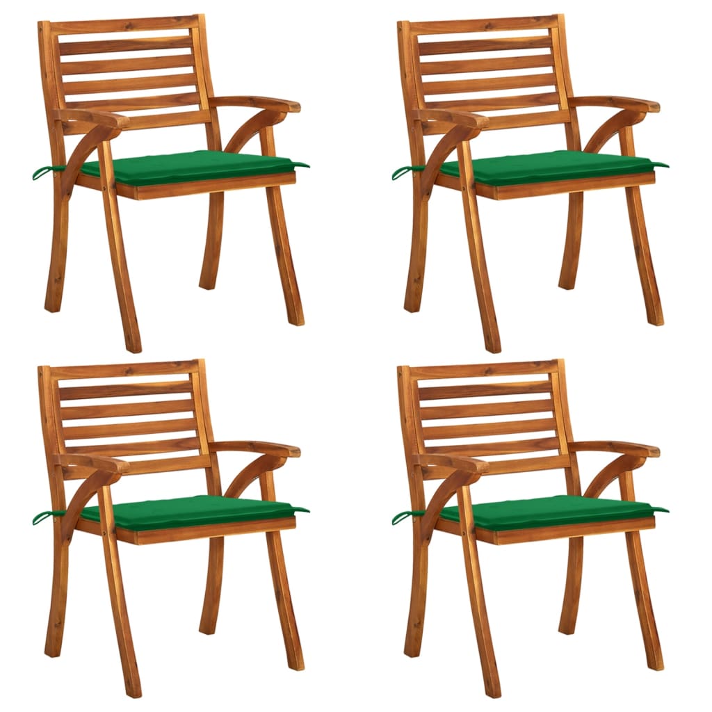 Gartenstühle mit Kissen 4 Stk. Massivholz Akazie