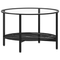 Thumbnail for Beistelltisch Schwarz und Schwarze Marmor-Optik 70 cm Hartglas