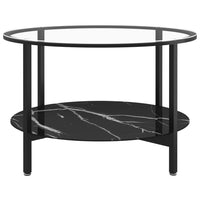 Thumbnail for Beistelltisch Schwarz und Schwarze Marmor-Optik 70 cm Hartglas