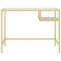 Thumbnail for Computertisch Weiß und Golden 100x36x74 cm Glas