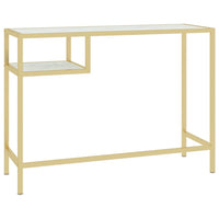 Thumbnail for Computertisch Weiß und Golden 100x36x74 cm Glas