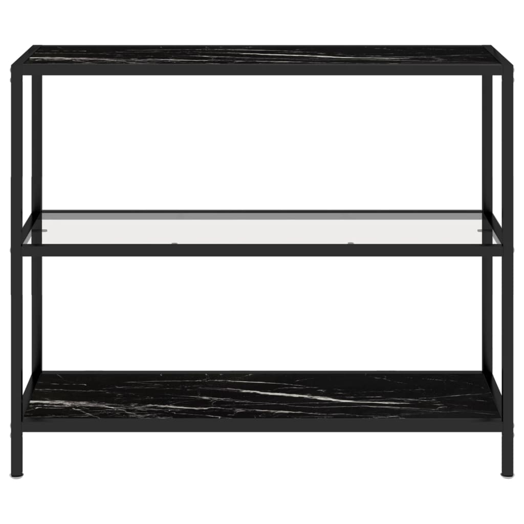 Konsolentisch Transparent & Schwarz Marmor 100x36x90cm Hartglas