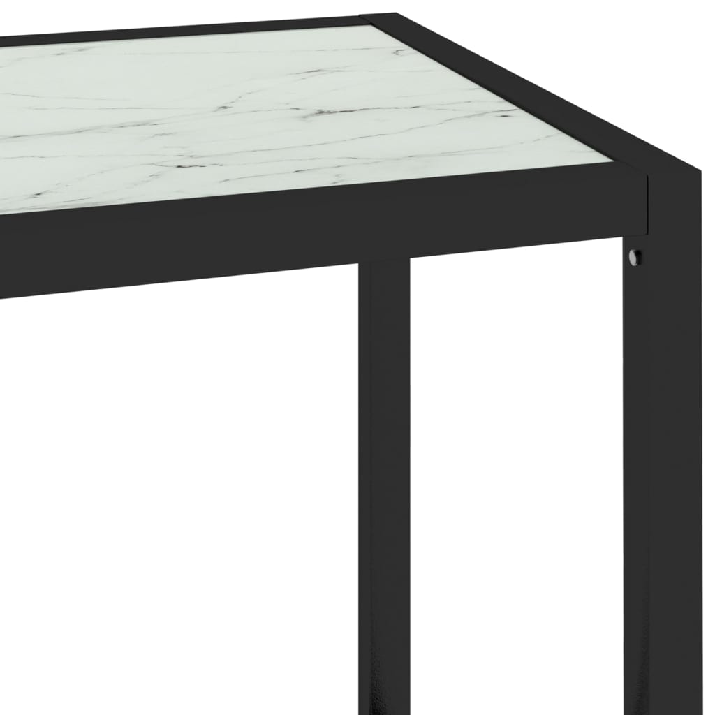 Konsolentisch Weiß Marmor & Transparent 100x36x168 cm Hartglas