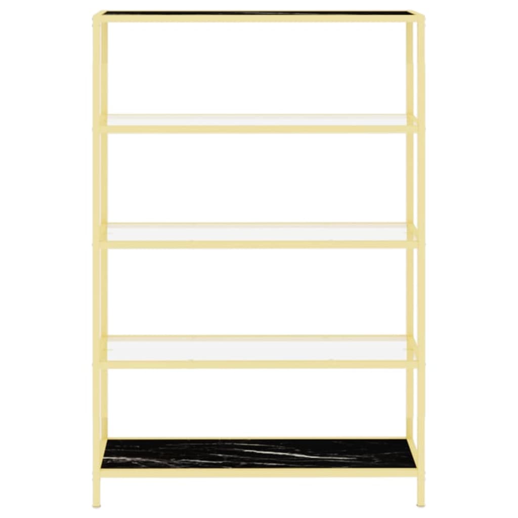 Konsolentisch Golden und Schwarz Marmor-Optik Hartglas