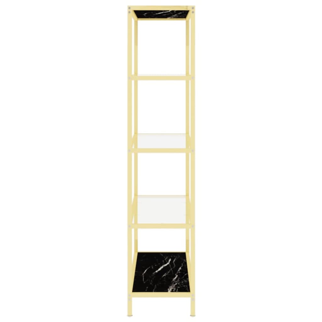 Konsolentisch Golden und Schwarz Marmor-Optik Hartglas