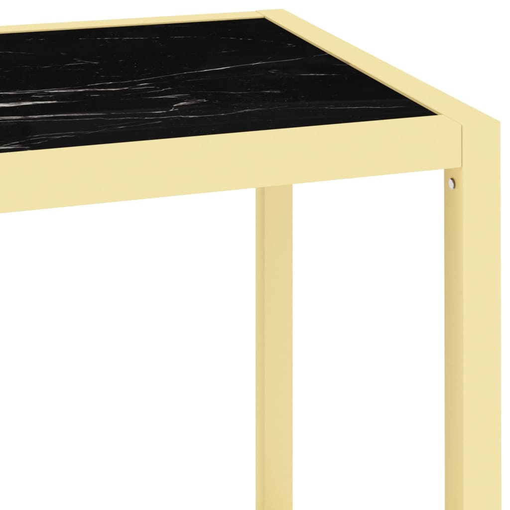 Konsolentisch Golden und Schwarz Marmor-Optik Hartglas