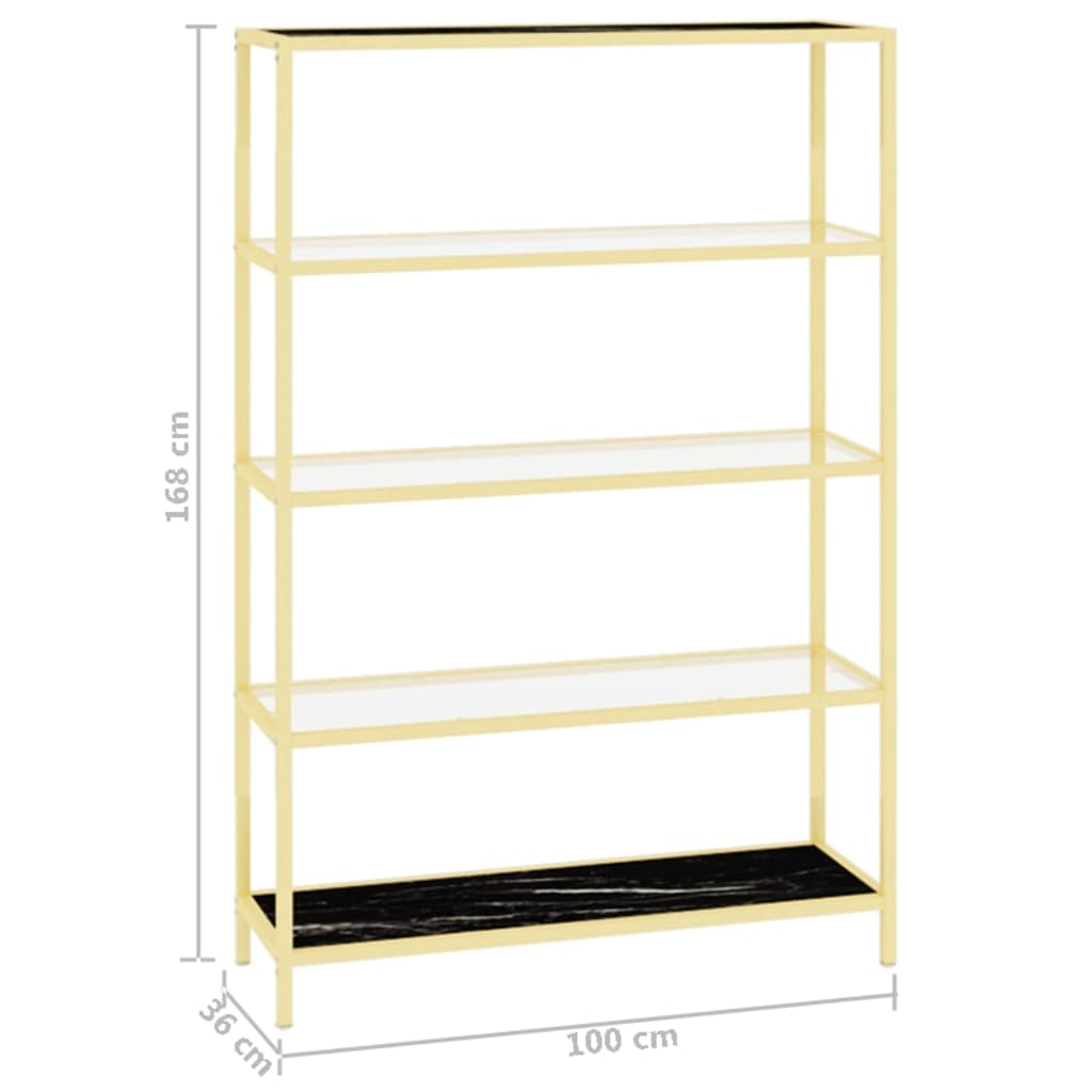 Konsolentisch Golden und Schwarz Marmor-Optik Hartglas