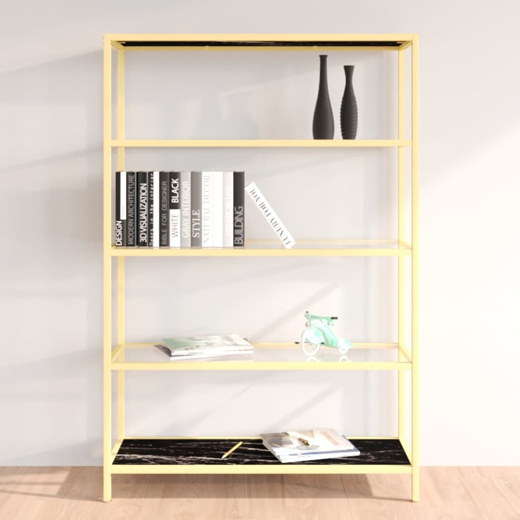 Konsolentisch Golden und Schwarz Marmor-Optik Hartglas