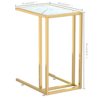 Thumbnail for Computer-Beistelltisch Weiß Marmor 50x35x65 cm Hartglas