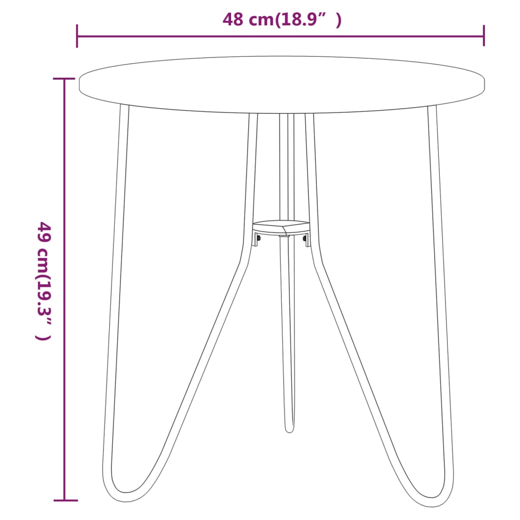 Beistelltisch Schwarz 48 cm MDF und Eisen