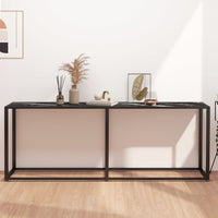 Thumbnail for Konsolentisch Schwarz Marmor-Optik 200x35x75,5 cm Hartglas