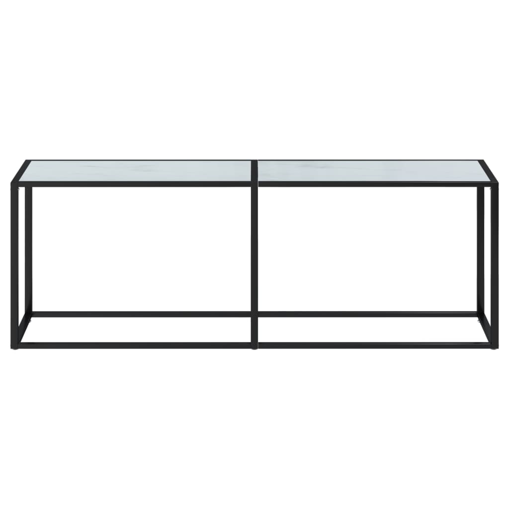 Konsolentisch Weiß Marmor-Optik 220x35x75,5 cm Hartglas