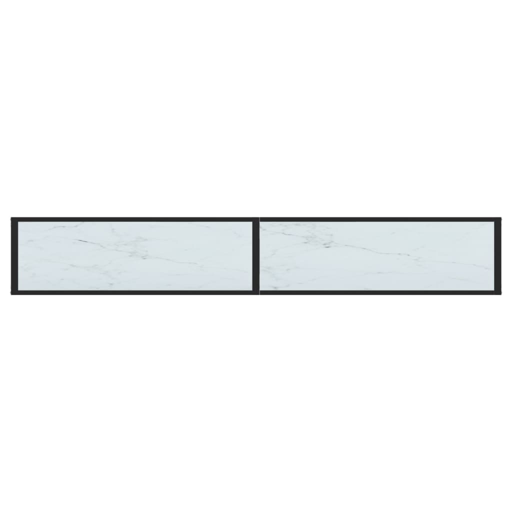 Konsolentisch Weiß Marmor-Optik 220x35x75,5 cm Hartglas