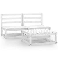 Thumbnail for 3-tlg. Garten-Lounge-Set Weiß Kiefer Massivholz