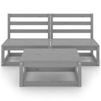 Thumbnail for 3-tlg. Garten-Lounge-Set Grau Kiefer Massivholz