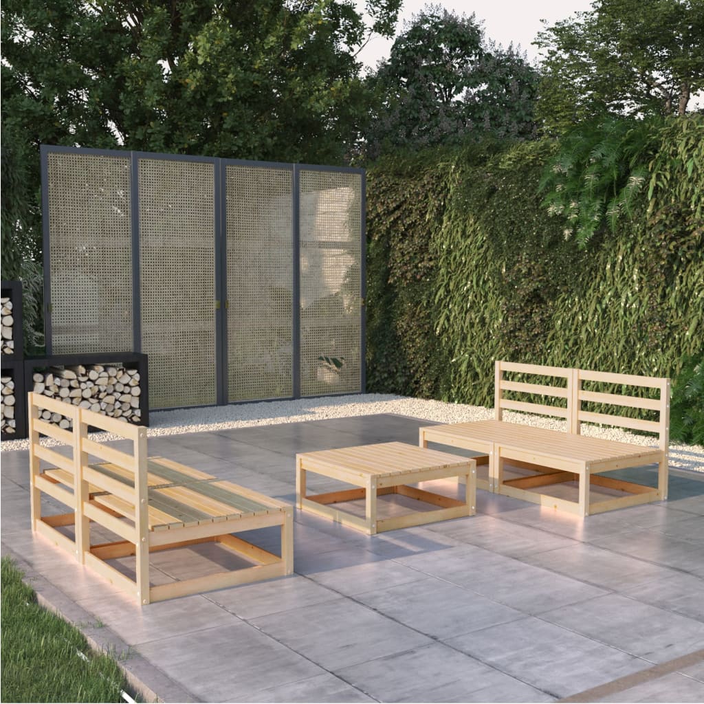 5-tlg. Garten-Lounge-Set Massivholz Kiefer
