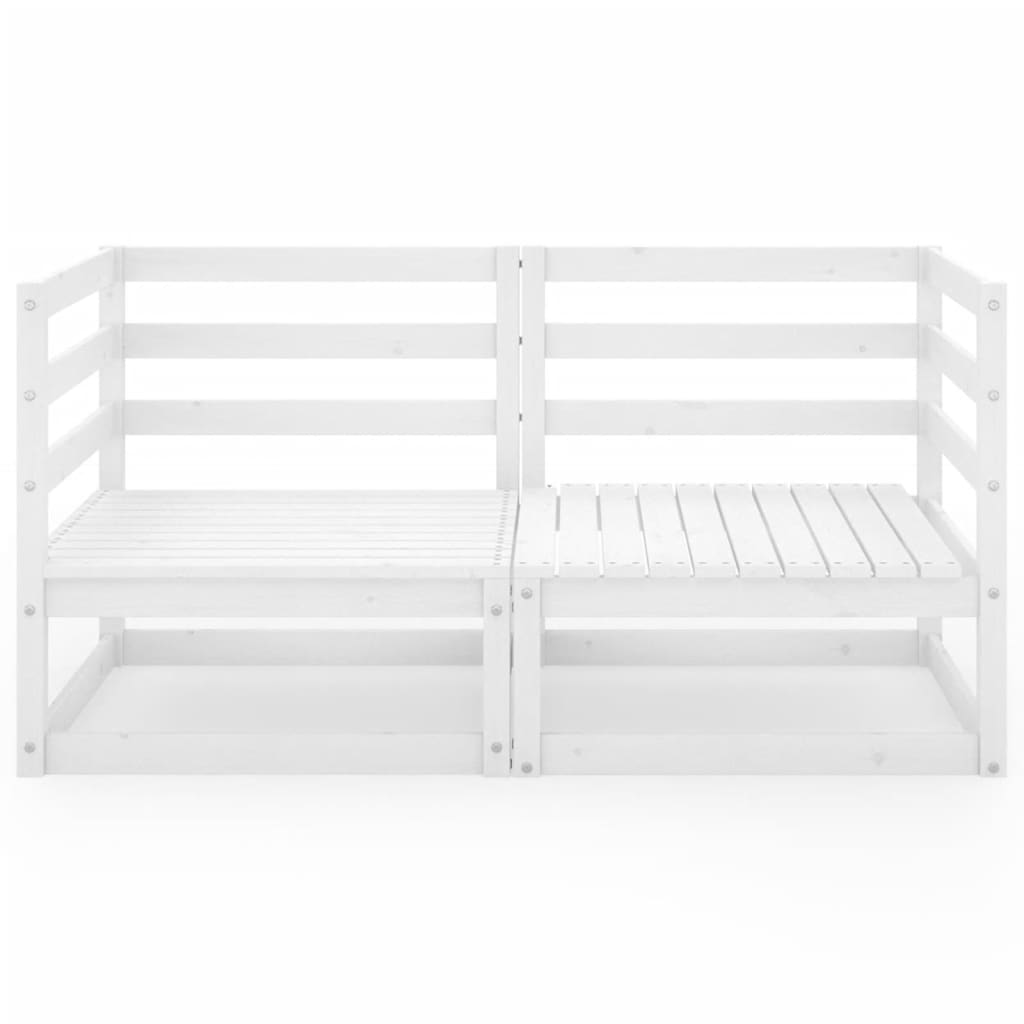 2-Sitzer-Gartensofa Weiß Kiefer Massivholz