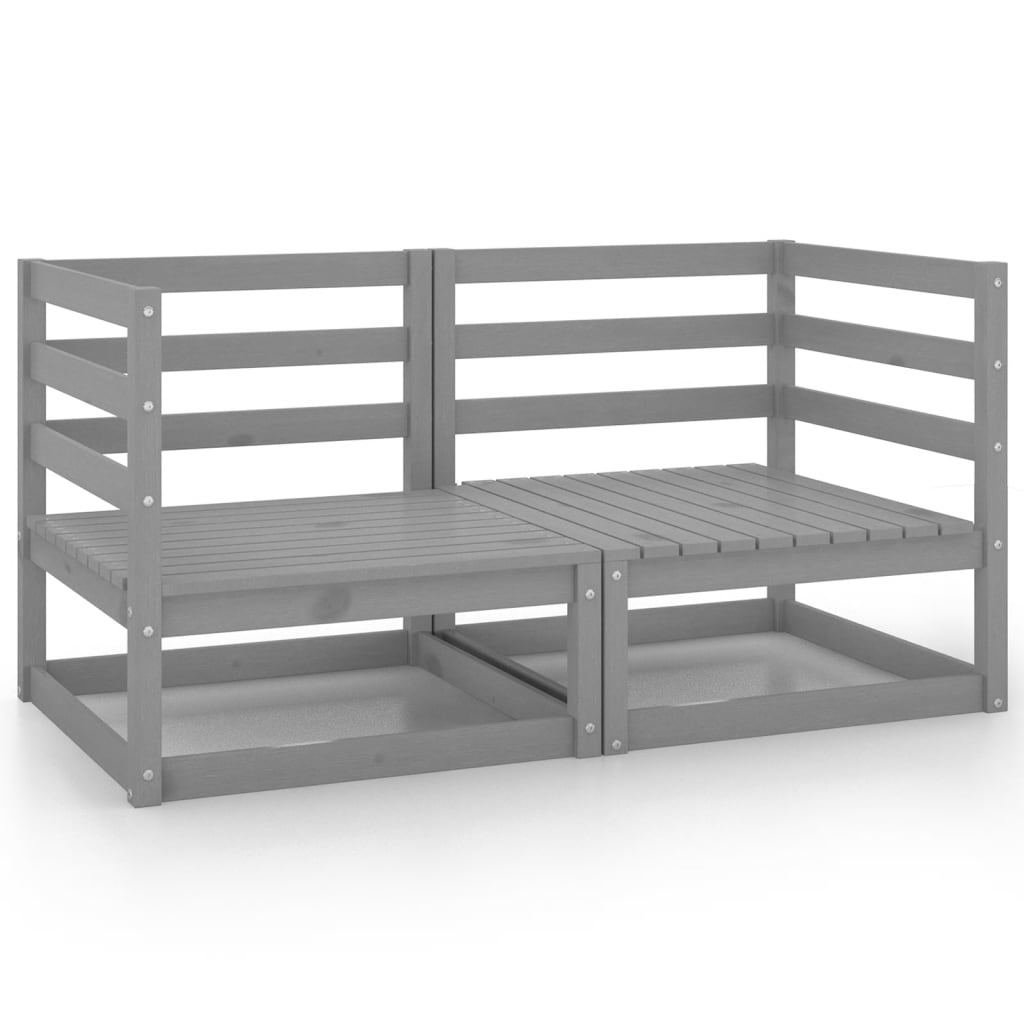 2-Sitzer-Gartensofa Grau Kiefer Massivholz