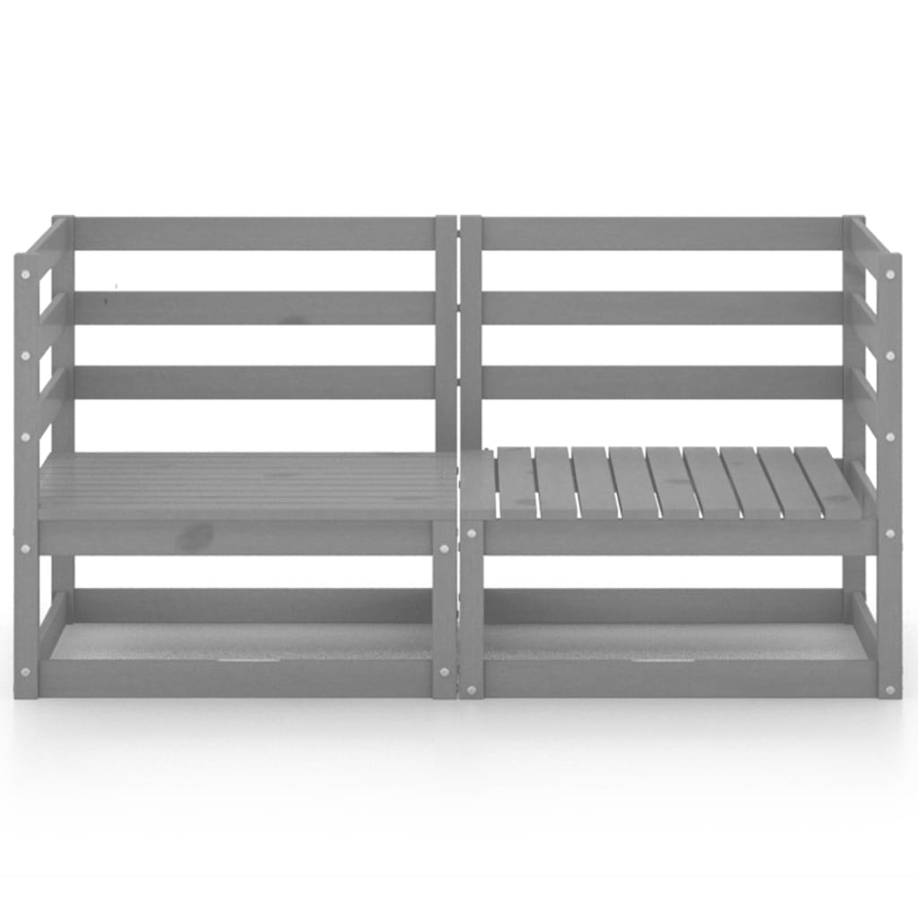 2-Sitzer-Gartensofa Grau Kiefer Massivholz