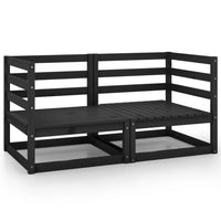 Thumbnail for 2-Sitzer-Gartensofa Schwarz Kiefer Massivholz