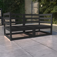 Thumbnail for 2-Sitzer-Gartensofa Schwarz Kiefer Massivholz