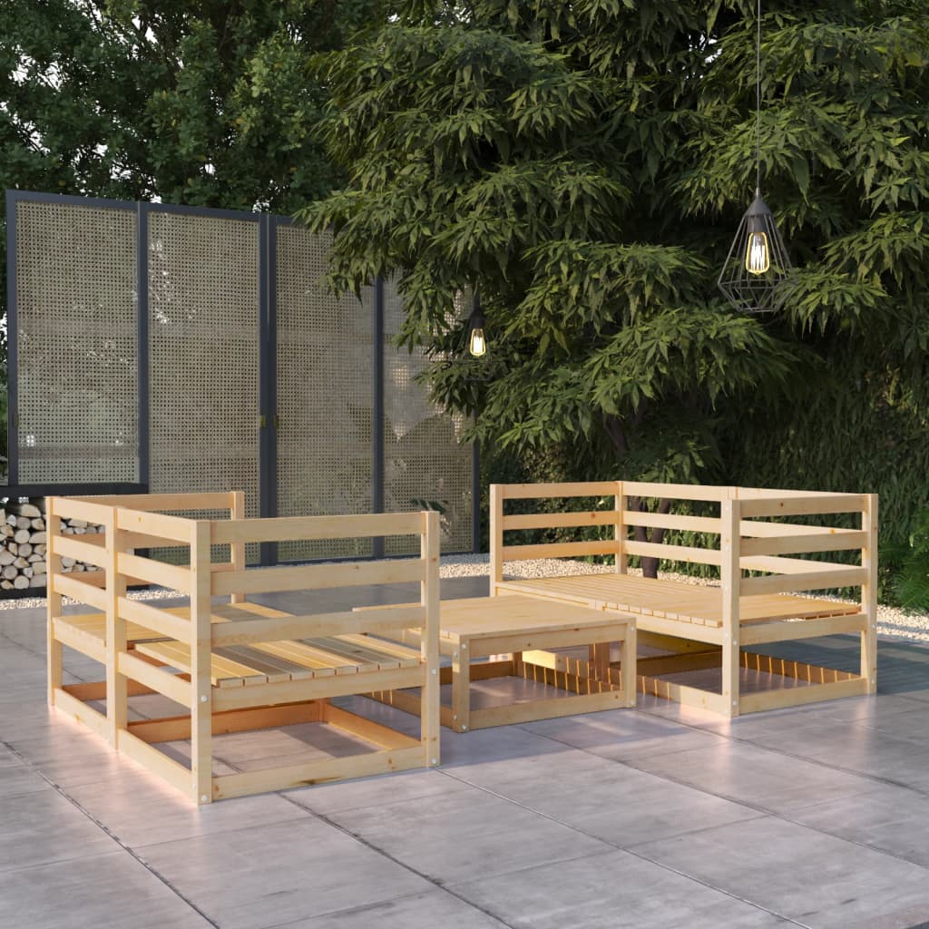 5-tlg. Garten-Lounge-Set Massivholz Kiefer