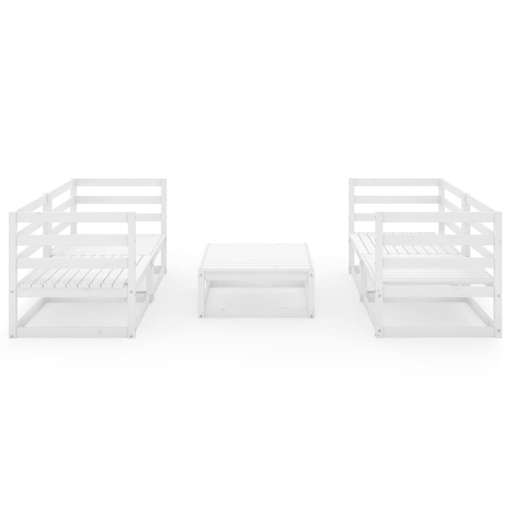 5-tlg. Garten-Lounge-Set Weiß Kiefer Massivholz